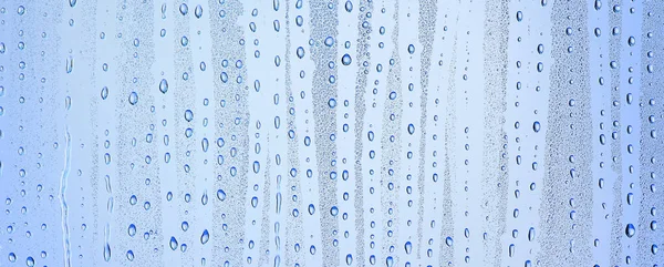 Drops Glass Blue Background Abstract Transparent Cold Background Water Splashes — Stock Photo, Image