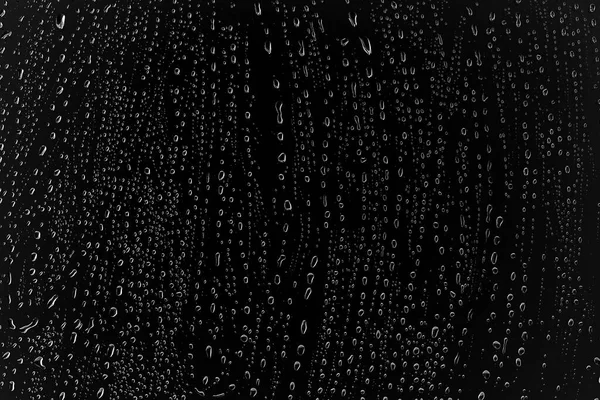 Gocce Acqua Sfondo Vetro Nero Formato Foto Completo Disegno Strato — Foto Stock