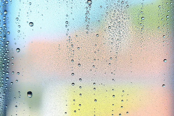Droppar Glas Blå Bakgrund Abstrakt Transparent Kall Bakgrund Vatten Stänk — Stockfoto