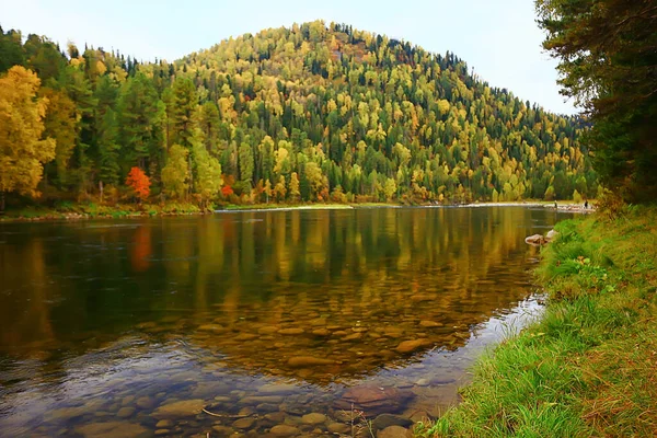 Manzara Sonbahar Manzarası Ağaçları Orman Nehri Göl Doğa Manzarası Arka — Stok fotoğraf