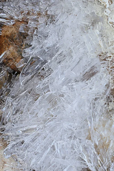 Studený Pozadí Led Rozbitý Křišťálový Mráz Zimní Sníh Abstraktní — Stock fotografie