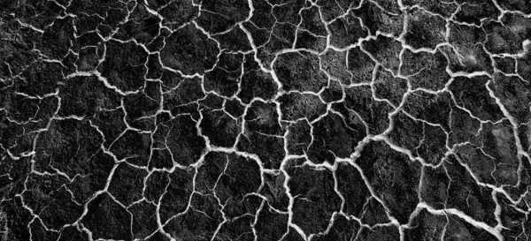 Abstract Black Background White Cracks Overlay Ground Cracked Drought Old — Stock Photo, Image