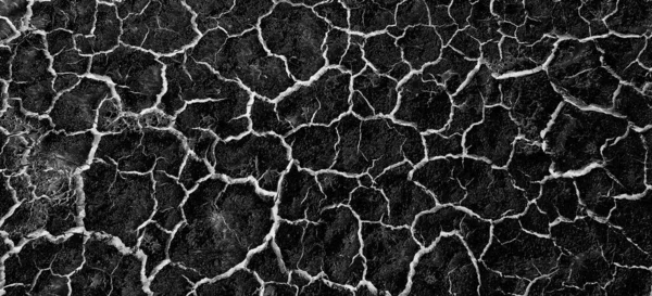 Abstract Black Background White Cracks Overlay Ground Cracked Drought Old — Stock Photo, Image