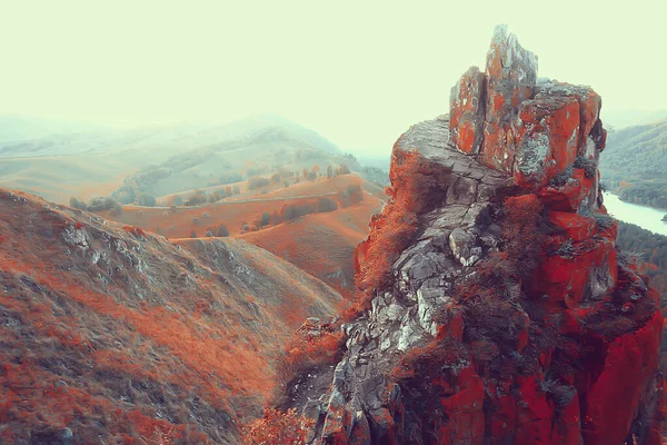 アルタイ山の風景 パノラマ秋の風景の背景 秋の自然風景 — ストック写真