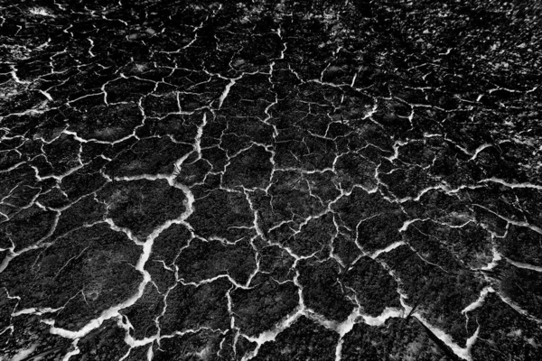 Abstract Black Background White Cracks Overlay Ground Cracked Drought Old — Stock Photo, Image