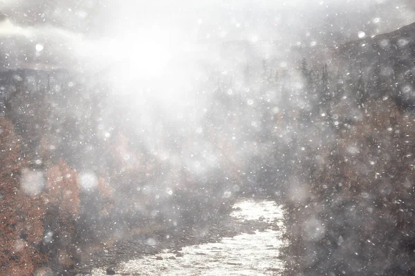 Φθινόπωρο Χιόνι Τοπίο Φόντο Φύση Άποψη Φόντο Χειμώνα Πρώτη Υφή — Φωτογραφία Αρχείου