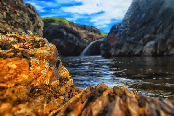 Halbinsel Mitte Fischerlandschaft Kola Berge Und Hügel Steinblick — Stockfoto