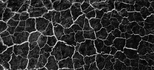 Abstract Black Background White Cracks Overlay Ground Cracked Drought Old — Stock Photo, Image