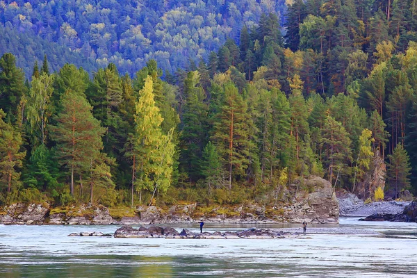 Panoramico Alberi Paesaggio Autunnale Foresta Fiume Lago Vista Sulla Natura — Foto Stock