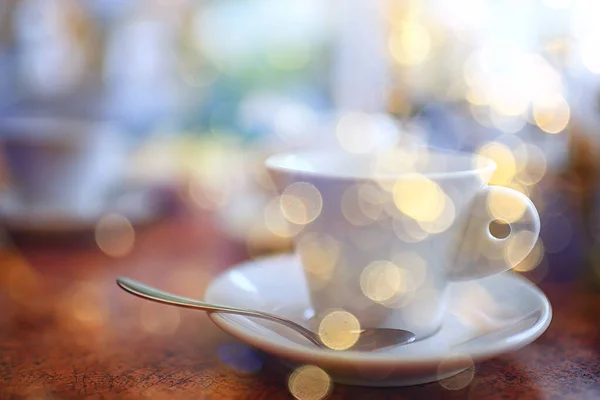 Tazza Che Serve Nel Caffè Caffè Colazione All Aperto — Foto Stock