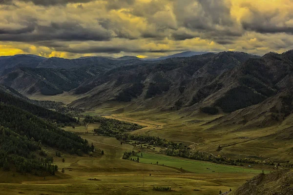 Altaï Paysage Montagne Panorama Automne Paysage Arrière Plan Vue Sur — Photo