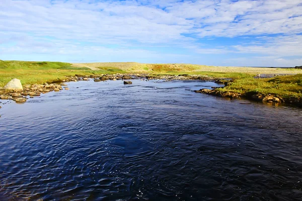 Península Médio Pesca Paisagem Kola Montanhas Colinas Pedras Vista — Fotografia de Stock