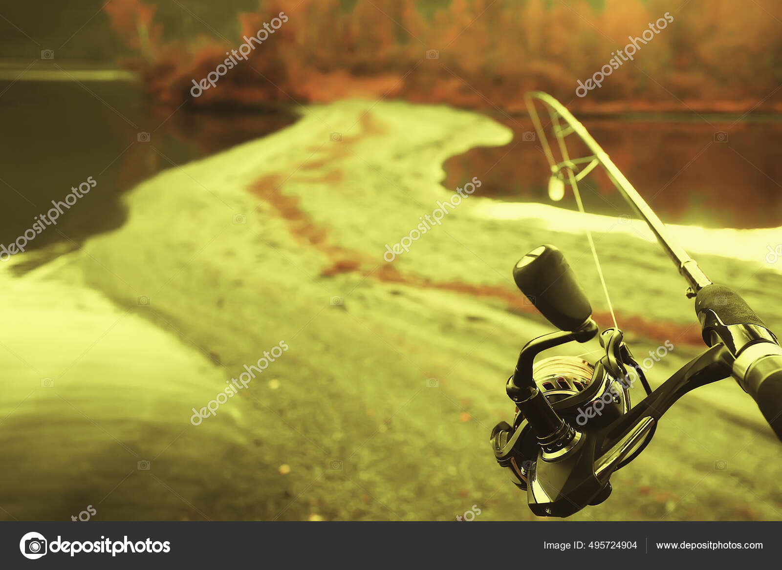 Spinning Reel Hand Fishing Nature Abstract Background Hobby