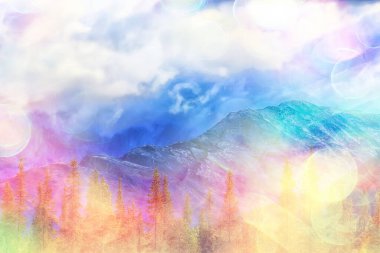 Soyut manzara arka plan. Sonbahar güneşi parıldıyor. Güneş ışığını görüyor.