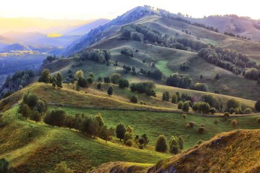 Altai dağ manzarası, panorama sonbahar manzarası arka plan, sonbahar doğa manzarası