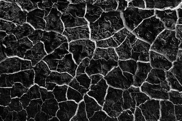 Abstract Black Background White Cracks Overlay Ground Cracked Drought Old — Stock Photo, Image