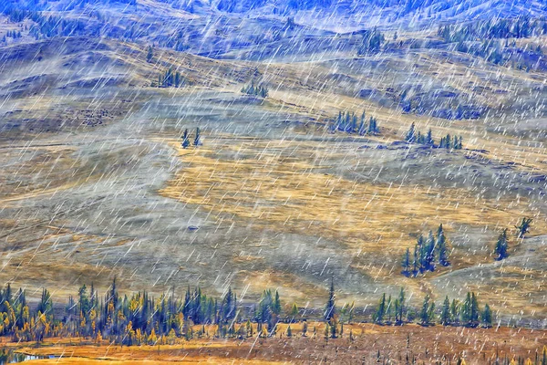 Podzim Krajina Příroda Déšť Kapky Počasí Vlhký Venkovní Krajina Pohled — Stock fotografie