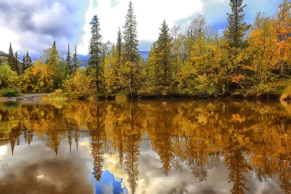 Landschaftlich Herbst Landschaft Bäume Und Wald Fluss Und See Blick — Stockfoto