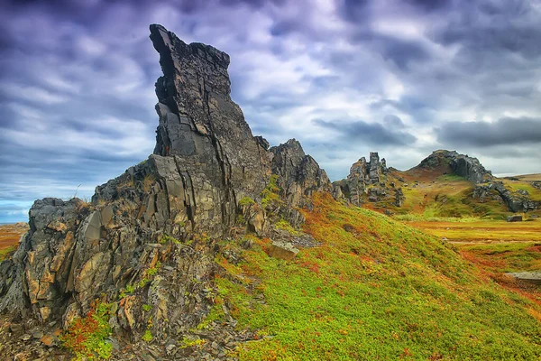 Halvö Mitt Fiske Landskap Kola Berg Och Kullar Stenar Utsikt — Stockfoto