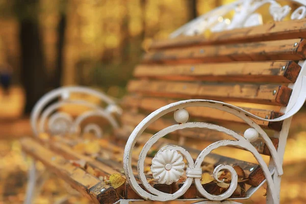 Bank Herbstpark Abstrakte Landschaftspflege Ruhiges Lebenskonzept — Stockfoto