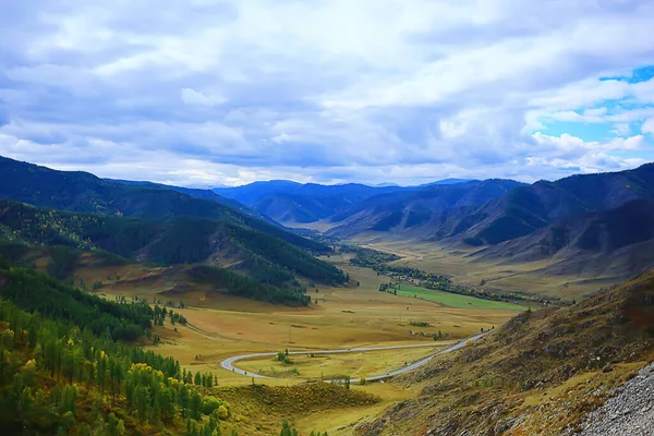 Altai Górski Krajobraz Panorama Jesienny Krajobraz Tło Widok Jesień — Zdjęcie stockowe