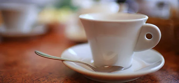Csésze Szolgál Kávézó Kávé Szabadtéri Reggeli — Stock Fotó
