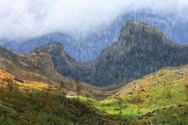 Гірський Ландшафт Алтай Пейзаж Осінньої Панорами Вигляд Осінньої Природи — стокове фото
