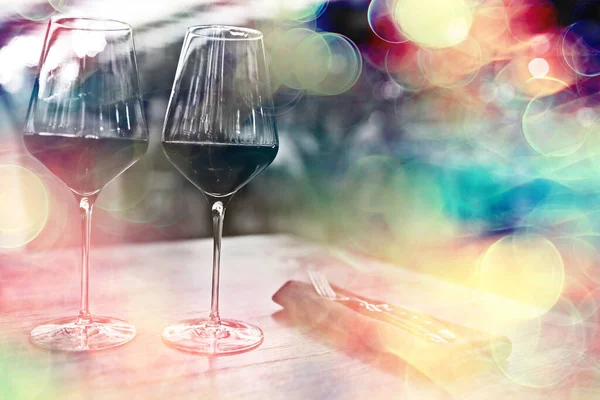 Röd Vin Glas Restaurang Bakgrundsbar Vinprovning — Stockfoto