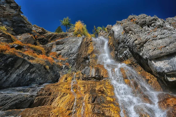 Καταρράκτη Τοπίο Φύση Σταγόνες Νερό Βουνά Ρεύμα Φόντο Altai — Φωτογραφία Αρχείου
