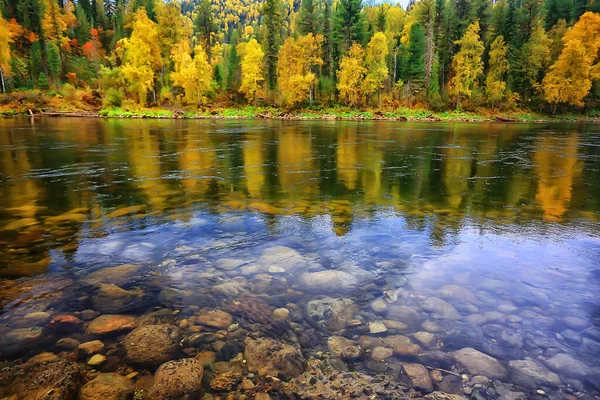 Landschaftlich Herbst Landschaft Bäume Und Wald Fluss Und See Blick — Stockfoto