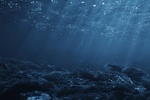 солнечные лучи под водой голубой океан фон, абстрактный солнечный свет в воде обои
