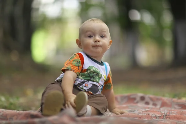 Niño pequeño trenzado en el parque — Foto de Stock