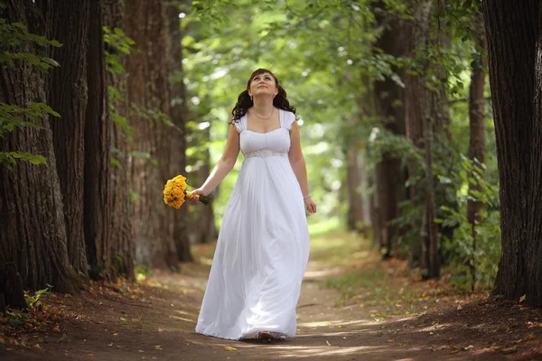 Passeggiata sposa nel parco — Foto Stock