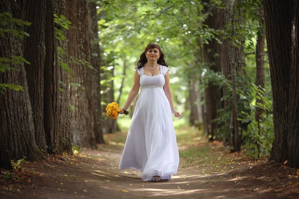 Passeggiata sposa nel parco — Foto Stock