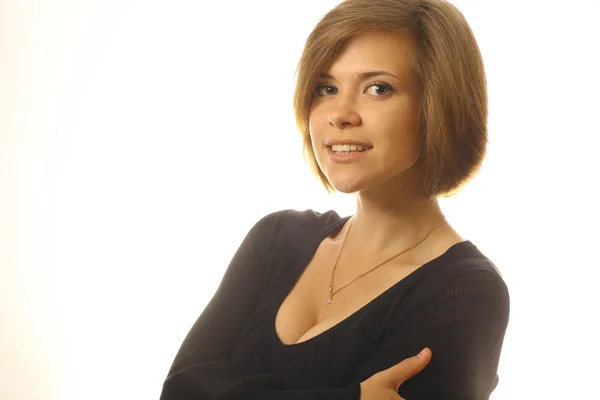 Chica sonriente con el pelo corto —  Fotos de Stock