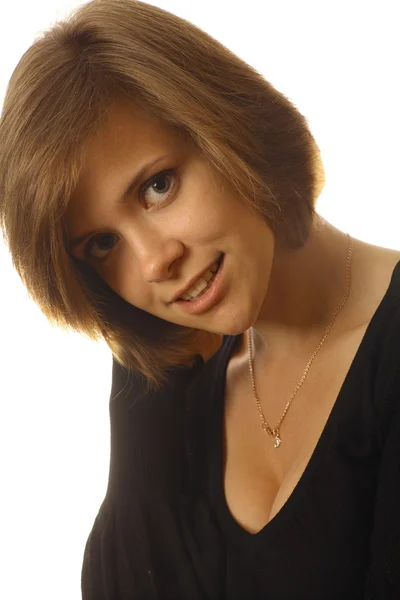 Smiling girl with short hair — Stock Photo, Image