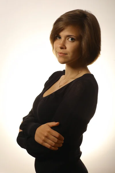 Chica sonriente con el pelo corto —  Fotos de Stock