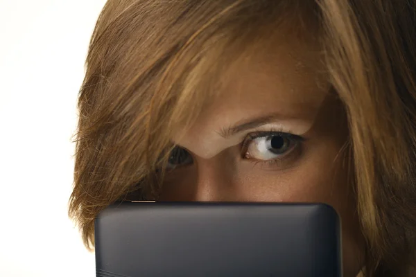 Girl with tablet computer — Stock Photo, Image