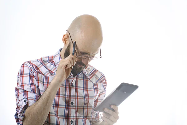 Man with tablet — Stock Photo, Image