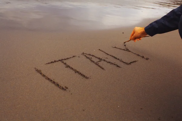 Italy inscription on sand — Stock Photo, Image