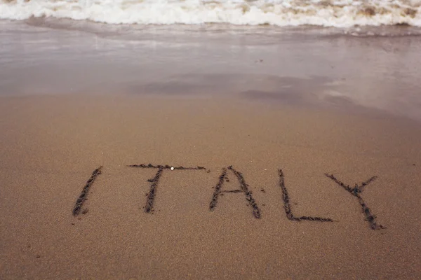 Italy inscription on sand — Stock Photo, Image