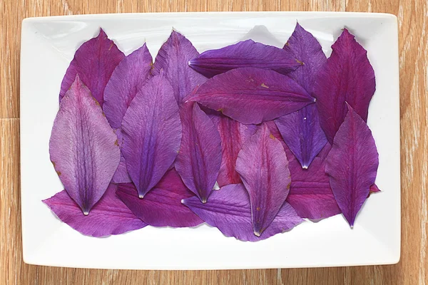 Лепестки цветов на тарелке — стоковое фото