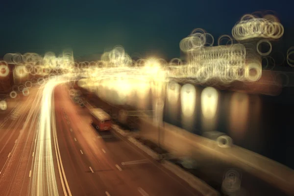 Blur night traffic — Stock Photo, Image