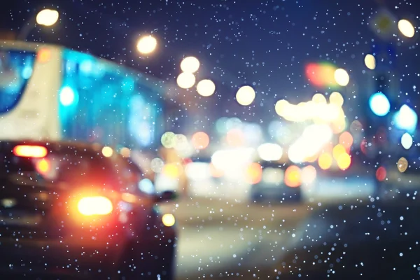 Bulanık gece trafik — Stok fotoğraf