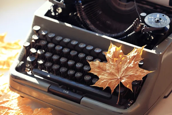 秋の葉のタイプライター — ストック写真