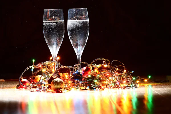 Kerstmis champagne — Stockfoto