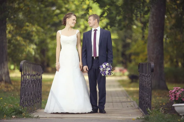 Wedding couple in park — Stock Photo, Image