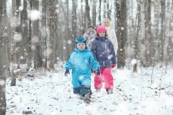 Familie im Wald — Stockfoto