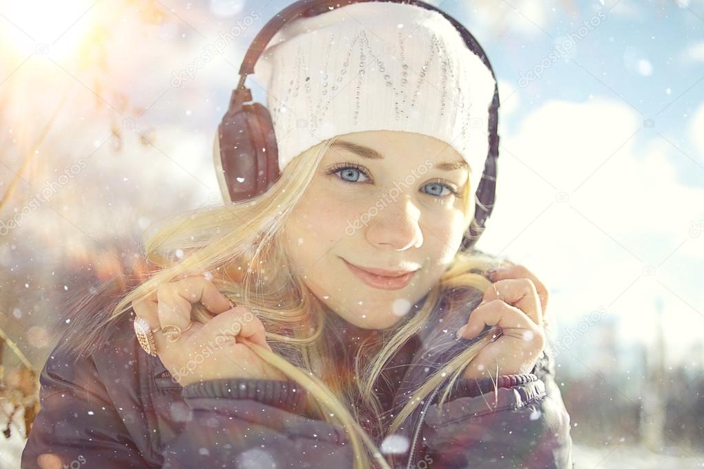 Girl wearing headphones