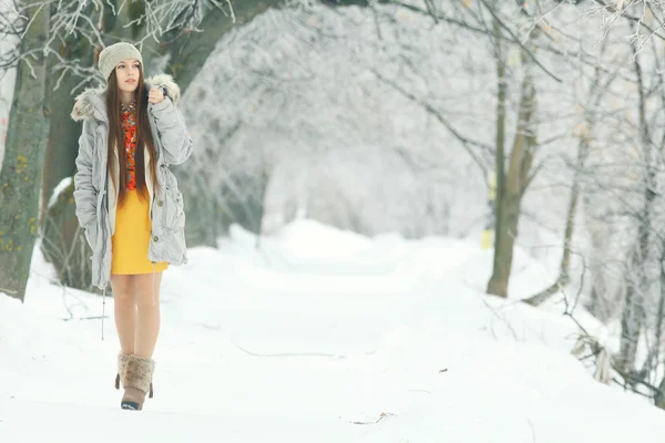 겨울에 아름 다운 여자 — 스톡 사진